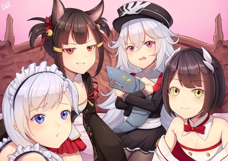 anime girls, 2K, Belfast (Azur Lane), Azur Lane, Akagi (Azur Lane), anime, Hiei (Azur Lane), Graf Zeppelin (Azur Lane)