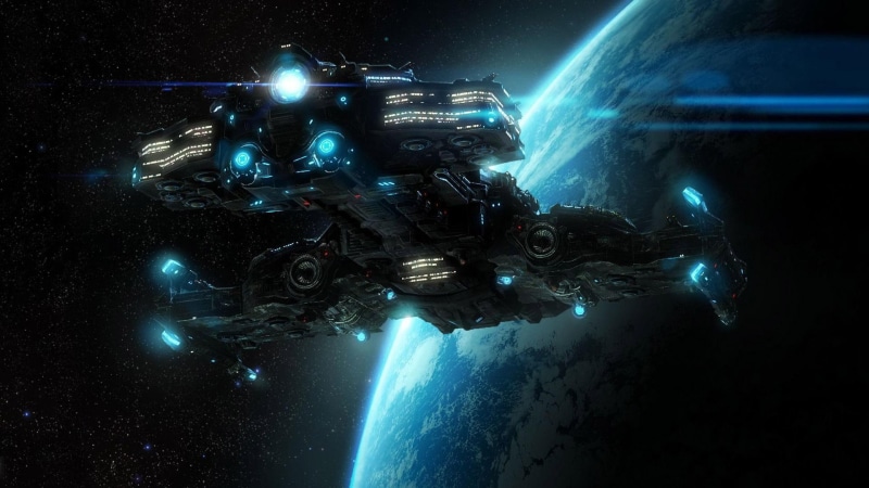 1080P, starcraft, battlecruiser, games, white, space, ship, black, blue, 1920x1080