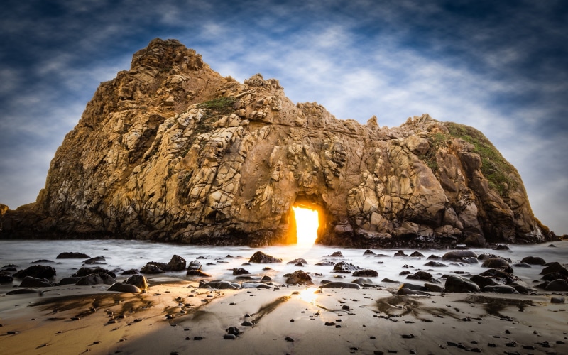 Pfeiffer Big Sur State Park, rock, USA, beach, California, 1080P, Pfeiffer Beach