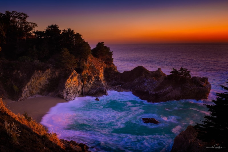 McWay Falls, waterfall, 1080P, coast, The Pacific ocean, California, Big Sur, seascape, CA, landscape, rocks