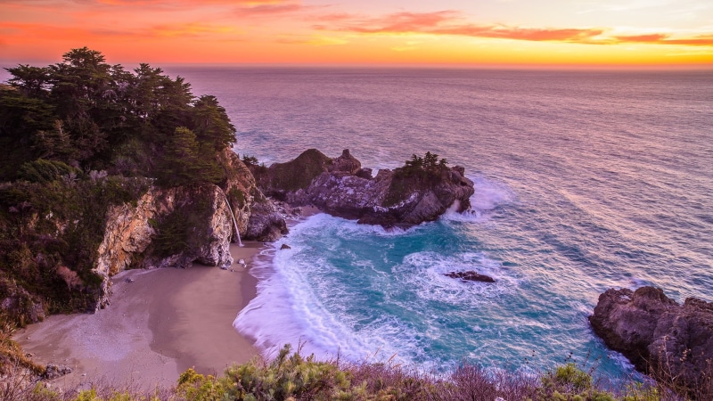 united states, beach, sea, beauty in nature, horizon, travel destinations, bay, state park, water, sport, big sur state park, scenics - nature, julia pfeiffer burns state park