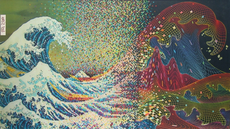 digital art, nature, abstract, indoors, 720P, motion, art and craft, waves, water, Wave of the Future, ocean, creativity, representation, full frame, textile