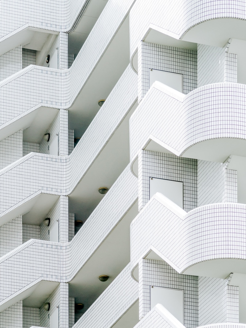 window, gray, geometric shape, white color, architecture, 5K, iPad, skyscraper, building feature, backgrounds, design, shape, abstract, no people, stairs