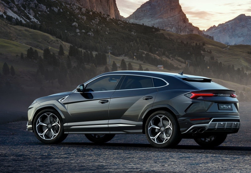 mountain, transportation, rock, mountain range, urus, luxury, day, car, solid, 720P, non-urban scene, motor vehicle, beauty in nature, formation, lamborghini