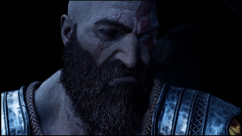 God of War, males, facial hair, one person, mid adult men, 1080P, beard, evil, adult, dark, headshot, mature men, PlayStation 4, front view, human face