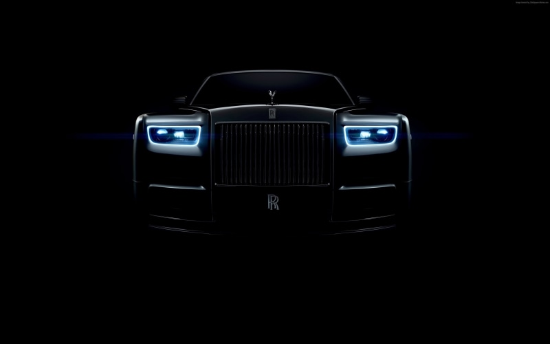 Rolls-Royce Phantom, 4k, motor vehicle, copy space, technology, modern, dark, mode of transportation, no people, cut out, car, cars 2018, close-up, indoors