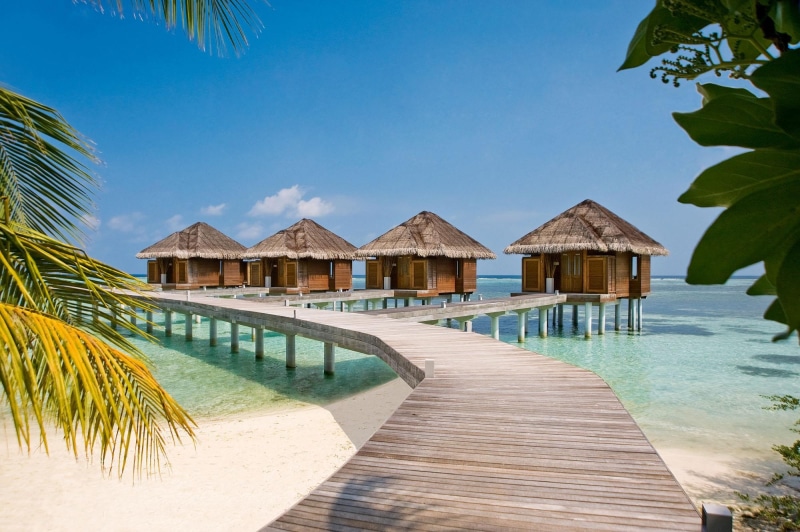 blue, lux, sand, bungalows, beach, water, lagoon, paradise, ocean, maldives, lodges, resort, huts, 1080P, water bungalows