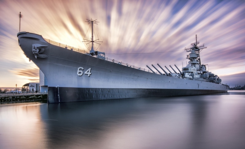 wisconsin, sunset, gray, waterfront, water, no people, battleship, iowa, moored, mode of transportation, freight transportation, bb, nature, sky, architecture