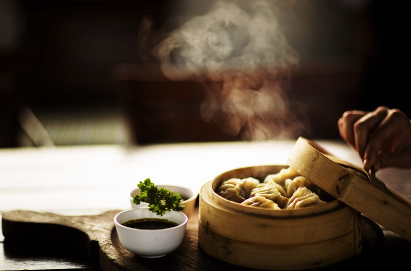 vegetable, dimsum, smoke - physical structure, healthy eating, hot, eating, fire - natural phenomenon, open, wellbeing, hot food, person, dumpling, steamer