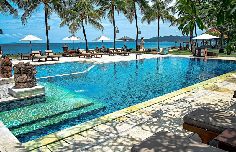pool, near, body, nature, travel, land, swimming pools, Pool, day, 2K, tree, summer, outdoors, hotel, idyllic, chair, holiday, poolside, beauty in nature
