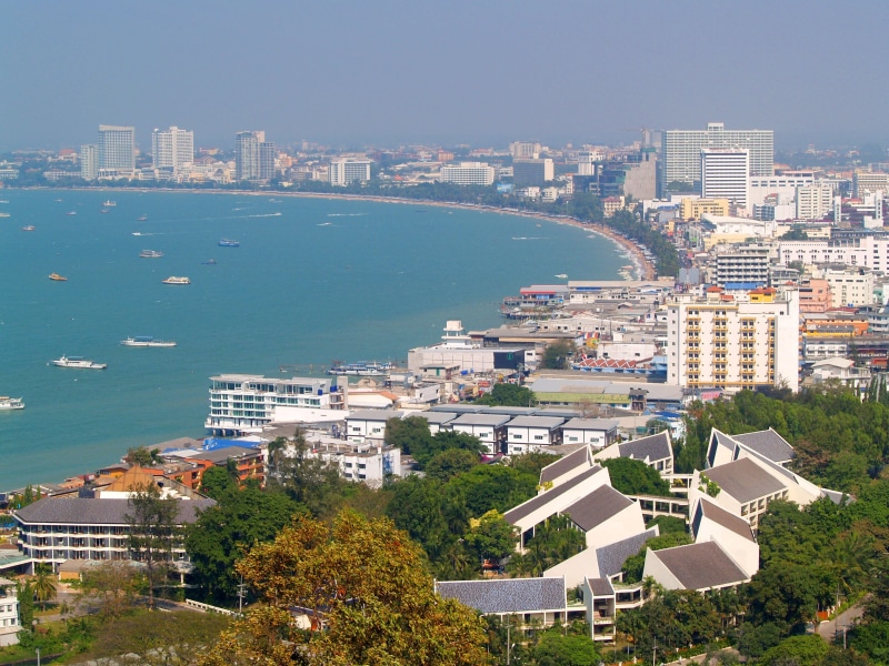 building, apartment, point, resort, sea, high angle view, Thailand, green, cloud, blue, tropical, travel destinations, Hill, outdoors, nature, ocean, center