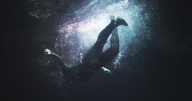 silhouette, diving, sun, rays, person, arms raised, men, real people, 2K, motion, sea, sport, swimming, exploration, human limb, undersea, night, human arm