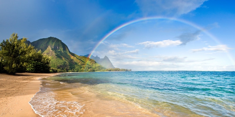 mountain, 1080P, no people, Hawaii, travel destinations, island, land, sand, scenics - nature, beauty in nature, tranquility, tree, beach, sea, turquoise colored