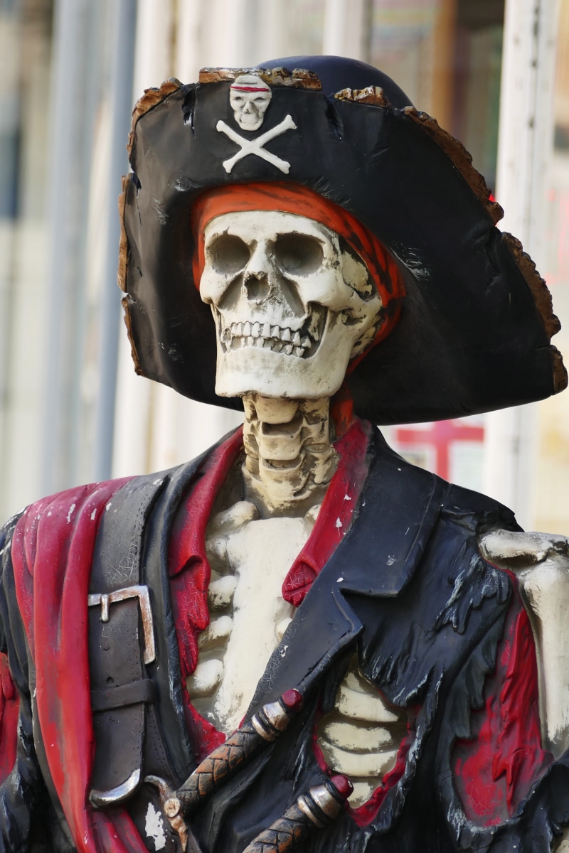 sea, day, people, white, one person, representation, creativity, sword, dangerous, spooky, human representation, celebration, roger, ship, treasure, nautical