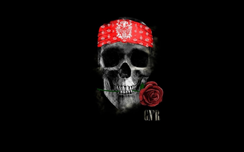 skull  minimalism  GNR  rose  headband  rock and roll  Guns N Roses, 1080P
