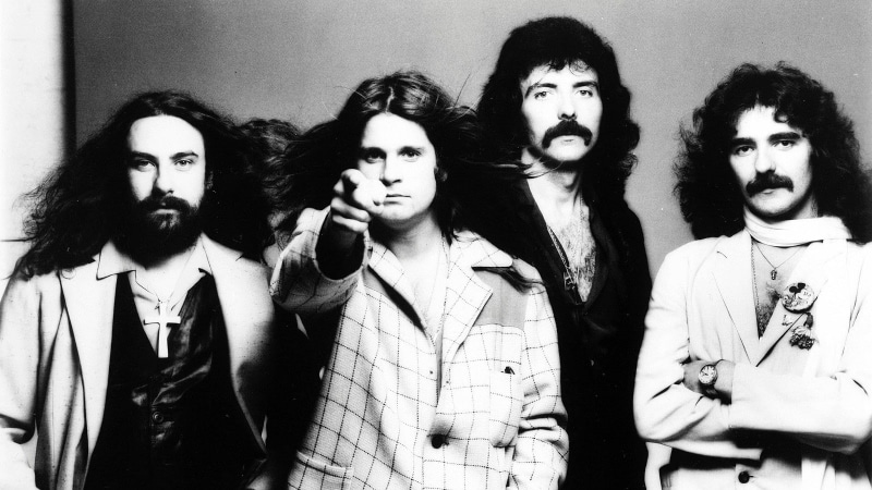 contemplation, musician, looking at camera, togetherness, fear, hairstyle, Bill Ward, lifestyles, digital composite, waist up, real people, long hair, Geezer Butler