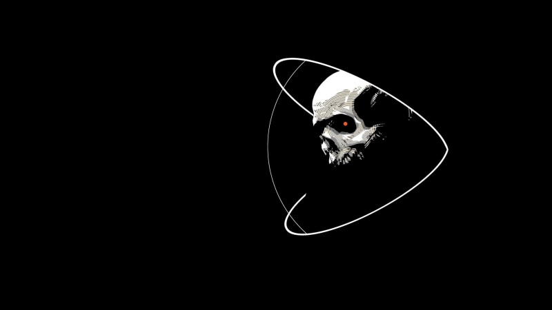 man made, black color, circle, copy space, studio shot, still life, cut out, nature, illustration, skull, artwork, single object, string, black background