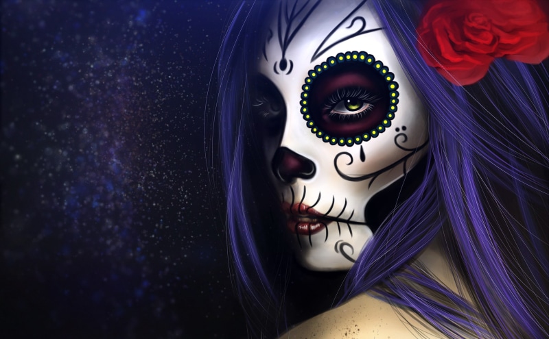 Ereshkigalh, Style, Sugar Skull, Girl, Figure, Catrina, Calavera, Background, Eyes, by Ereshkigalh, Digital Art, 1080P, Day of the Dead, Katrina