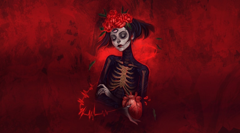Catrina, Day of the Dead, Katrina, Girl, Calavera, by cat kaczmarek, Sugar Skull, madeinkipish, Style, cat Kaczmarek, listen to your heart, Illustration