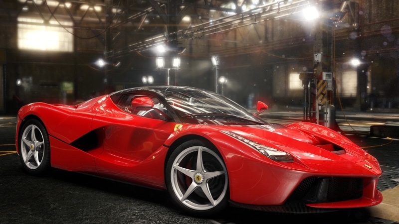 lighting equipment, Ubisoft, car, sports car, sport, land vehicle, night, mode of transportation, city, The Crew, luxury, illuminated, street, Ferrari