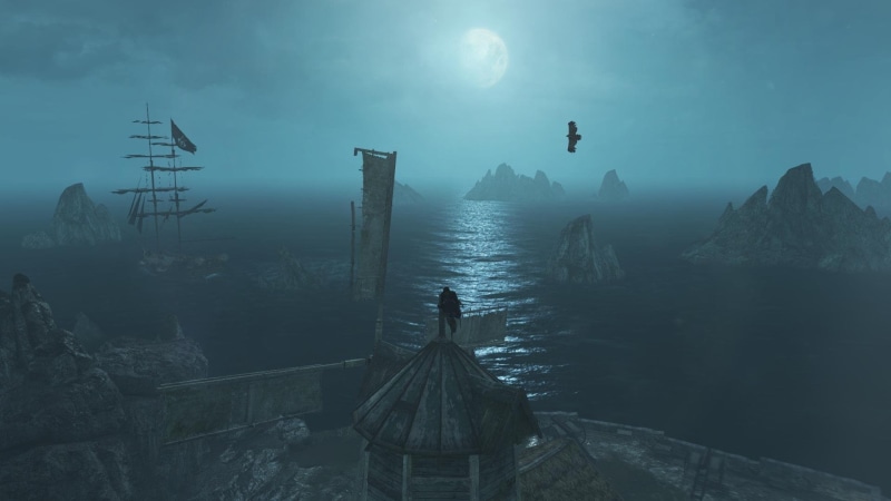 flag, eagle, assassin 039 s, creed, sea, water, 1080P, rock, moon, black