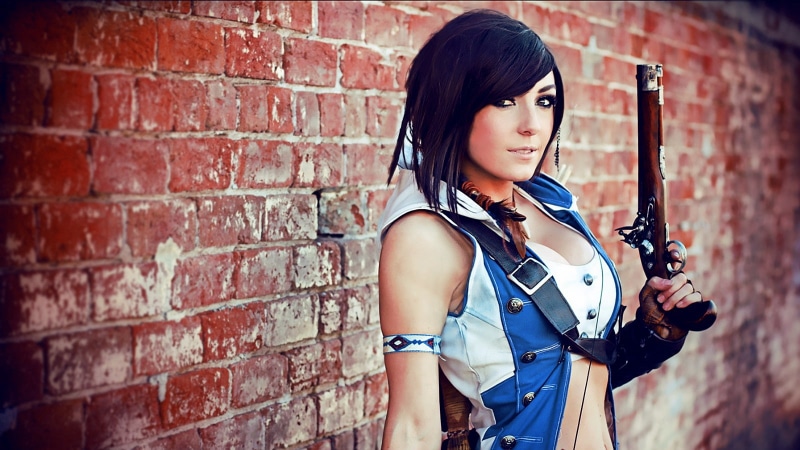 assassin 039 s, cosplay, creed, weapons, gun, girl, weapon, 720P