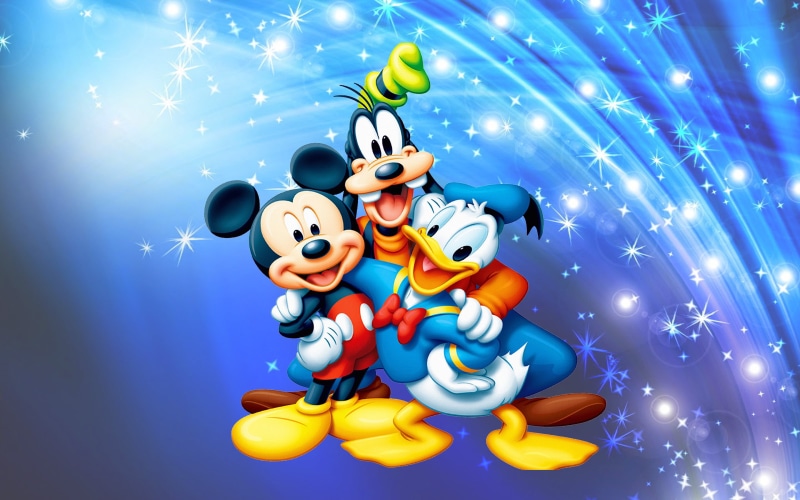 multi colored, desktop, people, smiling, fun, night, toy, water, vibrant color, celebration, screen, blue, full, mickey, communication, full length, donald