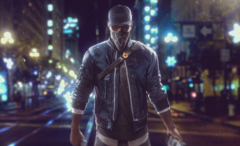 men, three quarter length, blur, Games, 2, watch dogs 2, motion, noise, digital, city street, front view, night, nightlife, art, gaming, 1080P