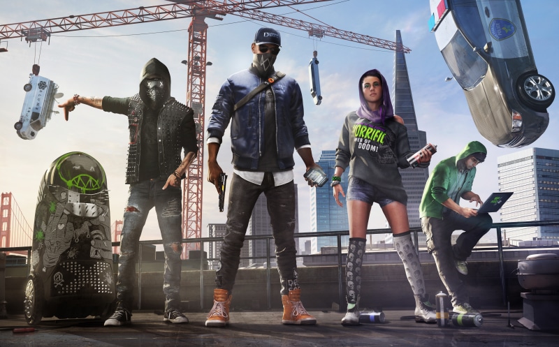 young men, standing, women, occupation, WATCH_DOGS, marcus, outdoors, built structure, group, wrench, watch, dogs, group of people, watch dogs 2 wrench