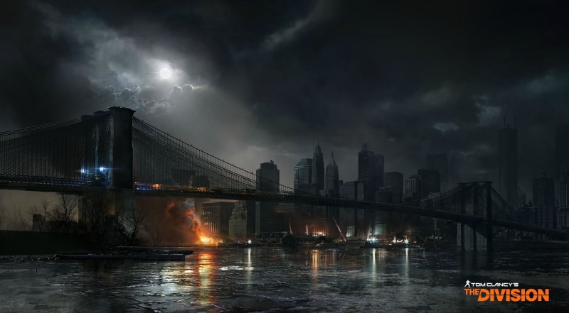 architecture, Video, 2016, bridge - man made structure, bridge, cloud - sky, tom, Tom Clancy, connection, office building exterior, river, water, illuminated