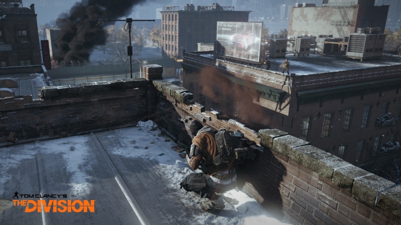 road, outdoors, transportation, building, social issues, high angle view, one animal, incidental people, sign, Tom Clancys The Division, video games