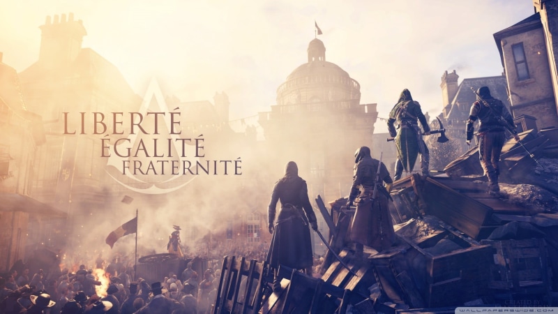 place of worship, spirituality, building exterior, Assassins Creed:  Unity, real people, people, video games, religion, human representation, digital, building