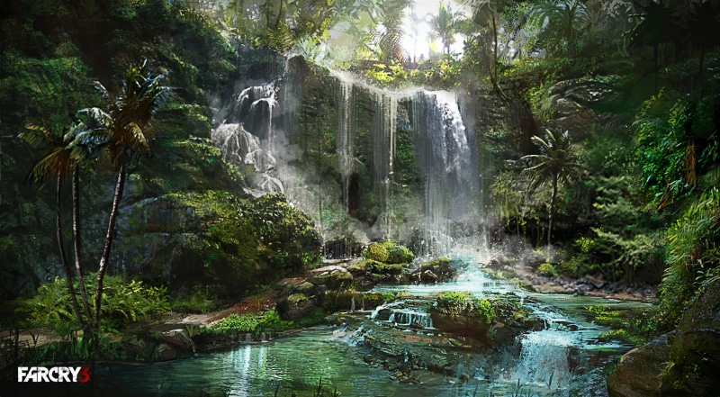 2K, rainforest, water, solid, flowing, video games, long exposure, beauty in nature, scenics - nature, Far Cry 3, plant, land, rock, outdoors, power in nature