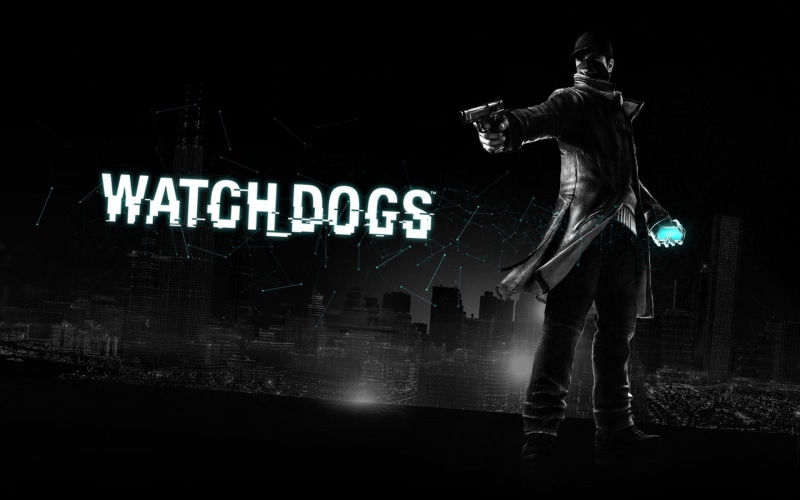 cover, people, western script, illuminated, Watchdogs, sculpture, dogs, 2013, 1080P, watch dogs, art and craft, standing, text, Aiden Pearce, full length
