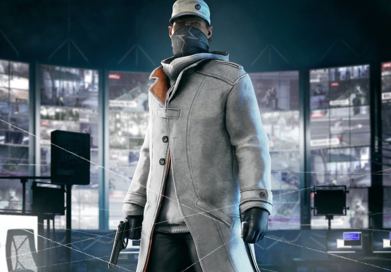 PS4, monitors, video, PS3, 1080P, hat, watch dogs, gloves, dressing, game, suit, watch, phone, Aiden Pierce, eyes, dogs, mobile, gun, Ubisoft Montreal