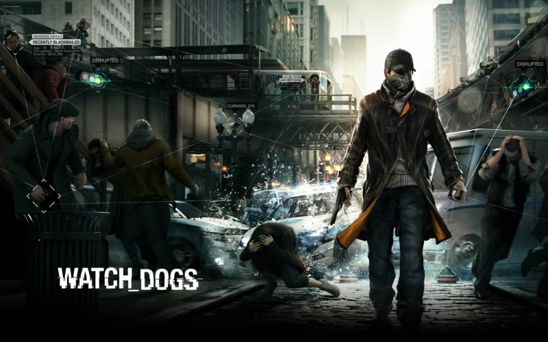 architecture, art and craft, watch, group of people, city life, Watch_Dogs, communication, illuminated, text, clothing, game, dogs, video games, representation