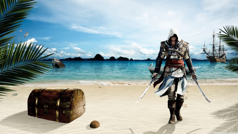 water, scenics - nature, assassin, video games, beach, real people, day, Ubisoft, outdoors, creed, tropical climate, s, 4K, sand, sky, Assassins Creed: Black Flag