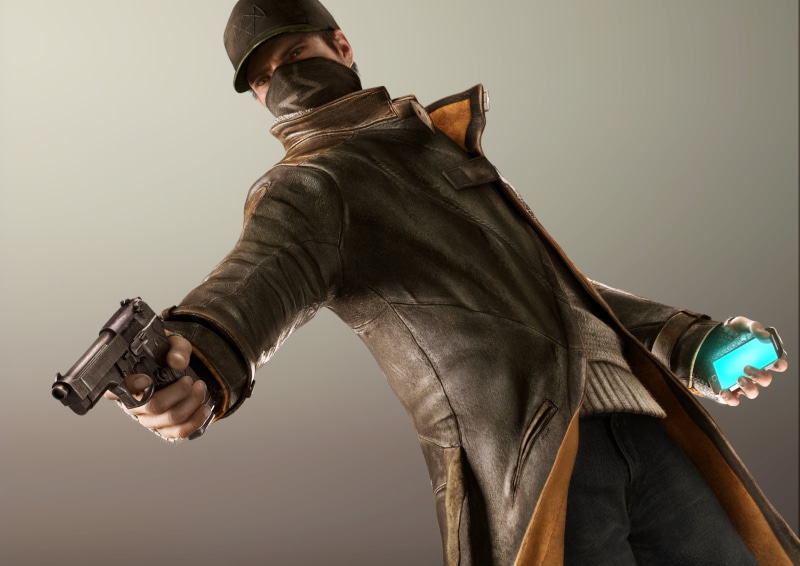 gun, holding, three quarter length, police Force, military, war, handgun, weapon, one Person, standing, young men, Aiden Pearce, equipment, warning sign