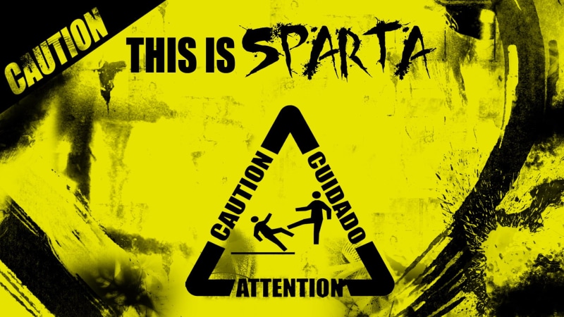 symbol, sparta, graffiti, day, yellow, crime, sign, outdoors, no people, warning sign, warning signs, digital art, capital letter, 300, road, western script