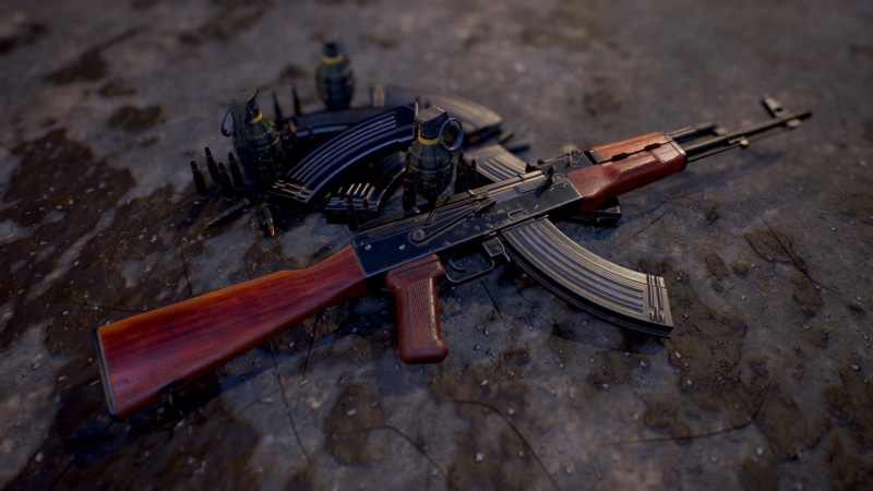 assault Rifle, render, weapon, gun, AKM, Kalashnikov, weapons, rendering, 1080P