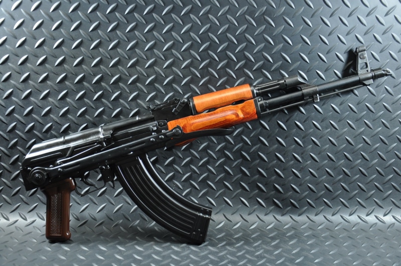 black, protection, indoors, security, weapon, background, day, brown, Kalashnikov, transportation, close-up, textured, AKMS, machine, high angle view, ak