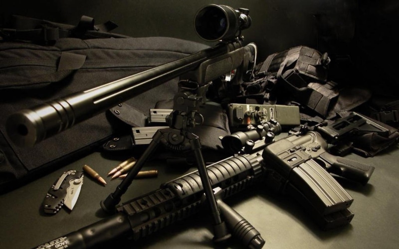 assault, guns, rifle, military, weapons, black, 1080P