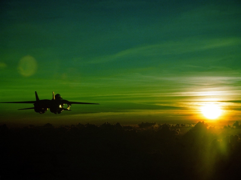 Grumman F-14 Tomcat, 720P, green, aircraft, sunset, jet fighter