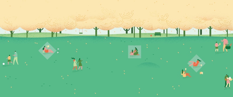 Trees, 2K, people, park, art, minimalism, hd, 3440x1440 px, x, px