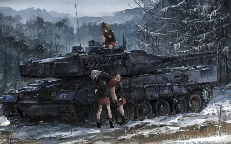 anime, japanese, german, manga, blizzard, moe, girl, uniform, battlefield, seifuku, 1080P, war, germany, asian, game, bishojo, tank, forest, combat, Girls and Panzer