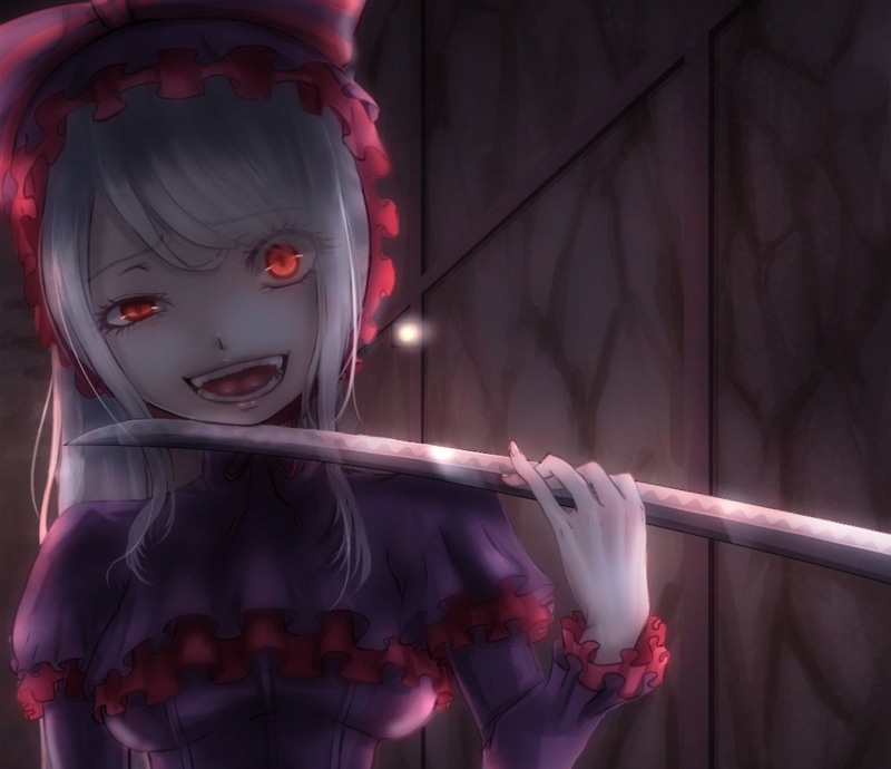 portrait, Weapon, women, holding, Overlord, art and craft, 720P, headshot, Overlord (Anime), mannequin, digital, Sword, indoors, beauty, red, Anime, Shalltear Bloodfallen