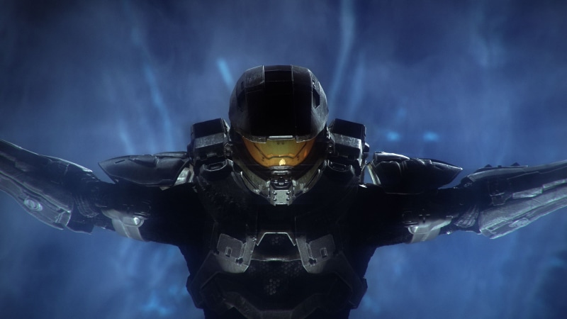 Halo, plane, front view, portrait, blue, sports helmet, protection, security, 2K, outdoors, helmet, night, waist up, headwear, nature, one person, chief