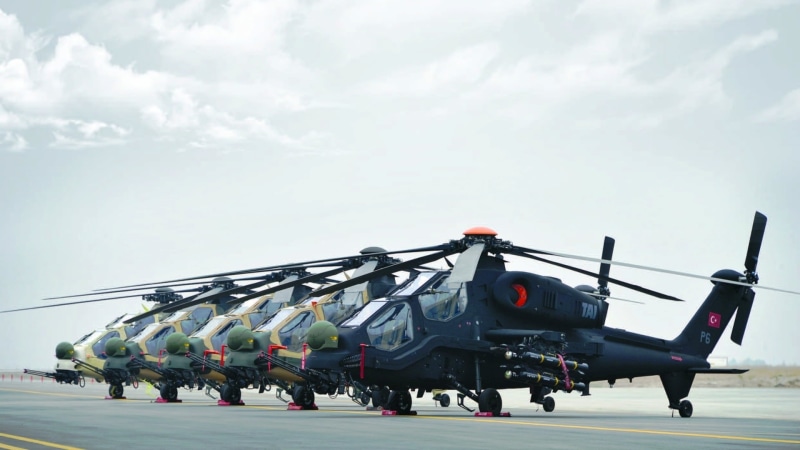 transportation, helicopter, vehicle, day, group of people, airport runway, air vehicle, outdoors, Turkish Air Force, military aircraft, aircraft, in a row