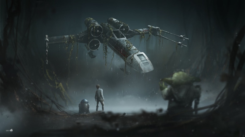 1080P, X wing, Star Wars: The Empire Strikes Back, Star Wars, Yoda, Luke Skywalker, r2 d2