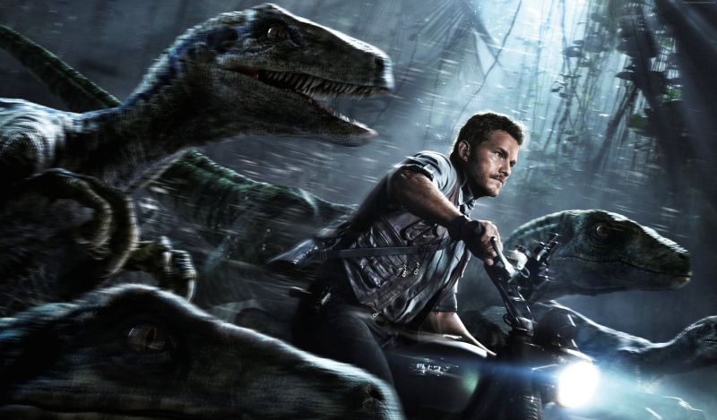 Chris Pratt, 4K, Dinosaurs, Jurassic World, dinosaur, forest, Owen, movie, Best Movies of 2015